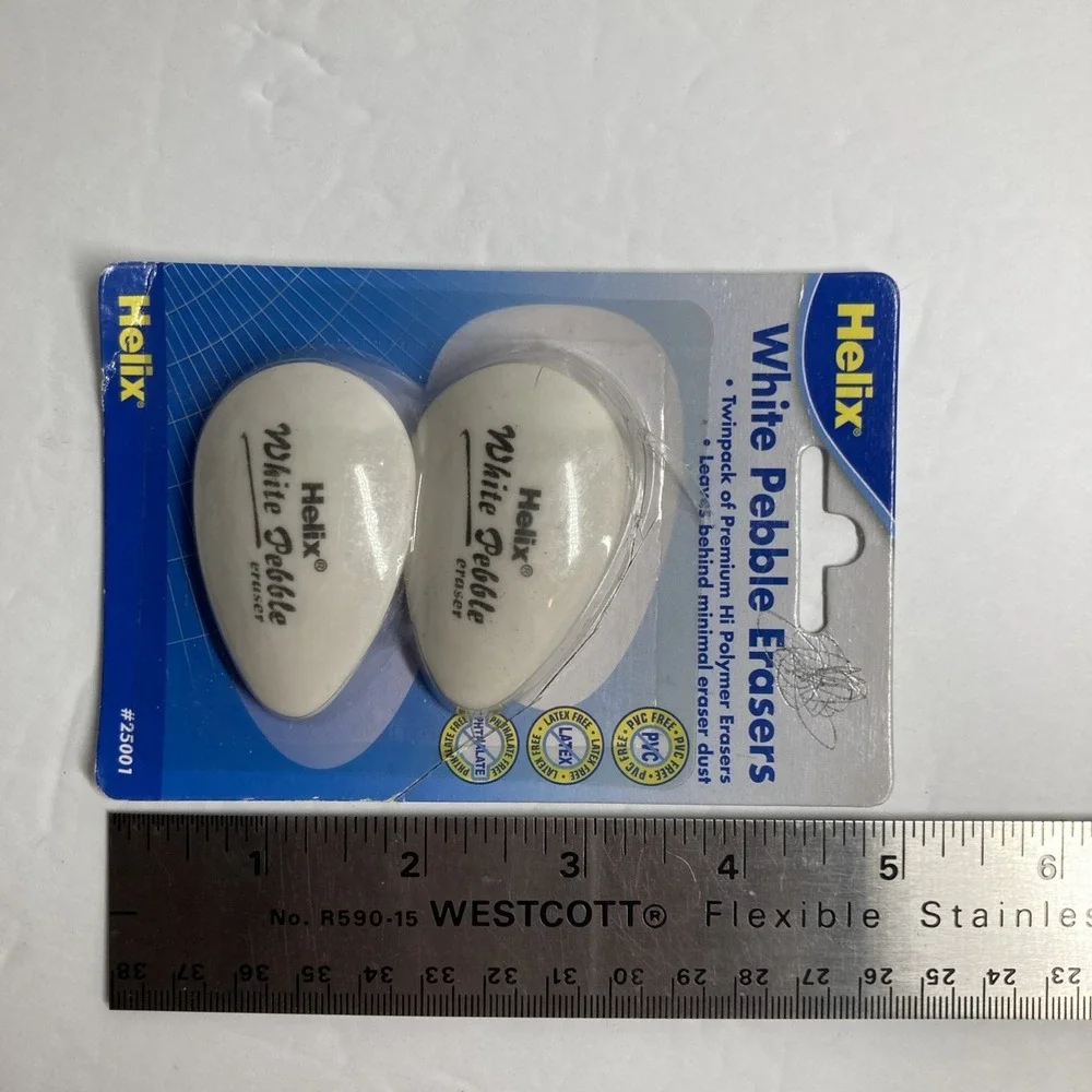 Helix White Pebble Eraser – Latex-Free Ergonomic Art & Drawing Rubber for School